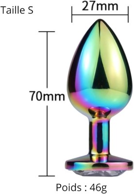 Plug Anal Arc-en-ciel Inox Bijou Cœur Taille S